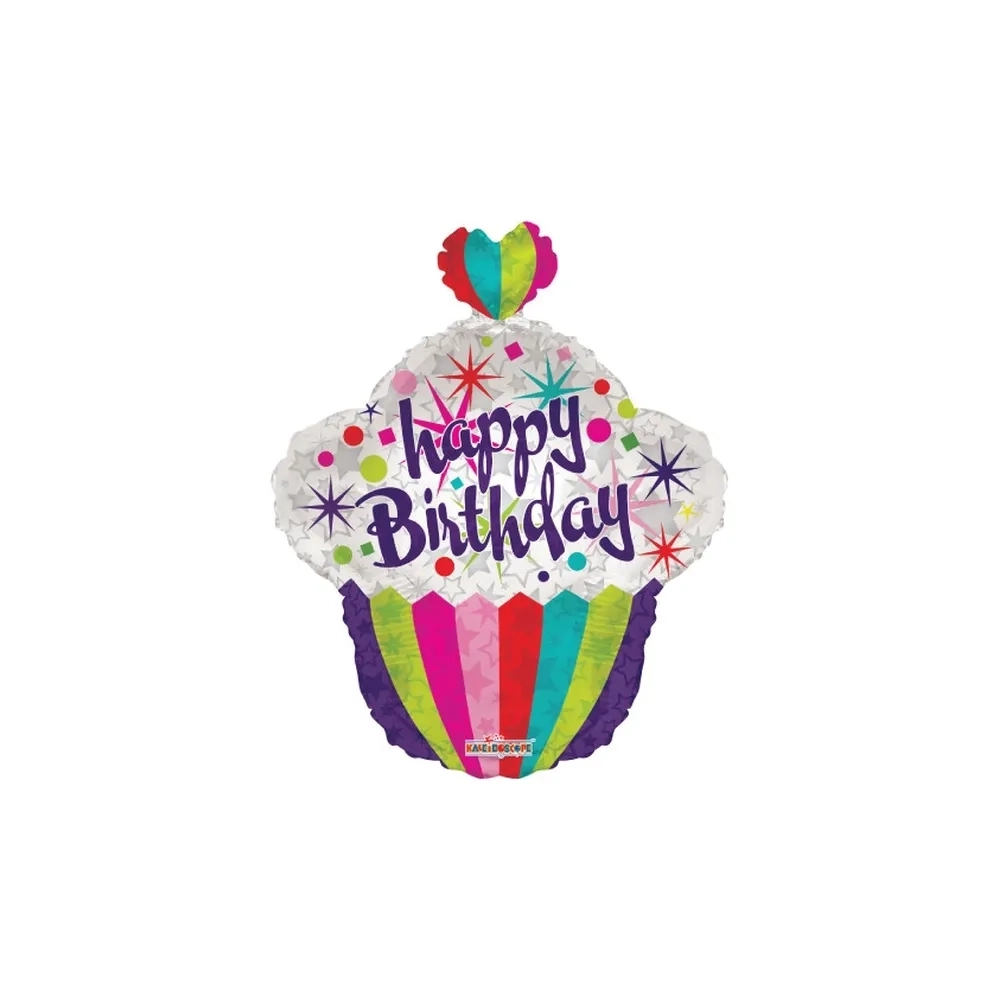 Palloncino Cupcake Happy Birthday standard shape 22" (55cm) in mylar, 1pz.