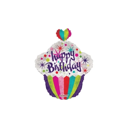 Palloncino Cupcake Happy Birthday standard shape 22" (55cm) in mylar, 1pz.