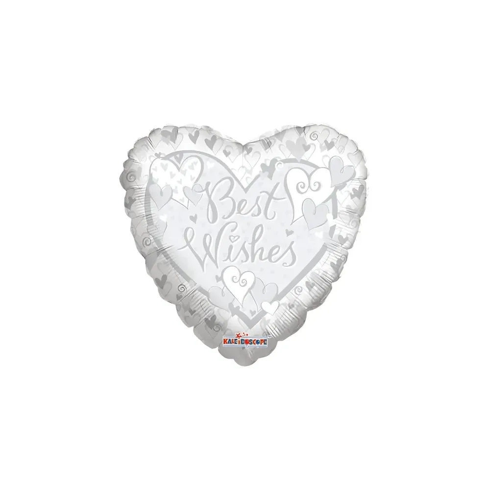 Palloncino Best Wishes standard shape 18" (45cm) in mylar, 1pz.