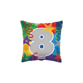 Palloncino quadrato Party numero 8 standard shape 18" (45cm) in mylar, 1pz.