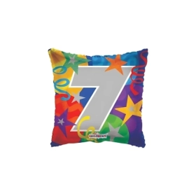 Palloncino quadrato Party numero 7 standard shape 18" (45cm) in mylar, 1pz.