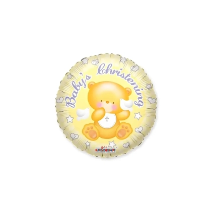 Palloncino Baby's Christening Orso standard shape 18" (45cm) in mylar, 1pz.