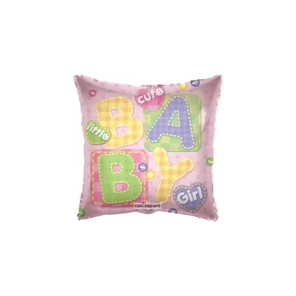 Palloncino Baby Girl Lettere Grandi quadrato 18" (45cm) in mylar, 1pz.