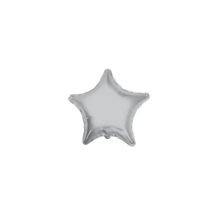 Palloncini Stella Argento mini shape 9" (22cm) in mylar, 5pz.