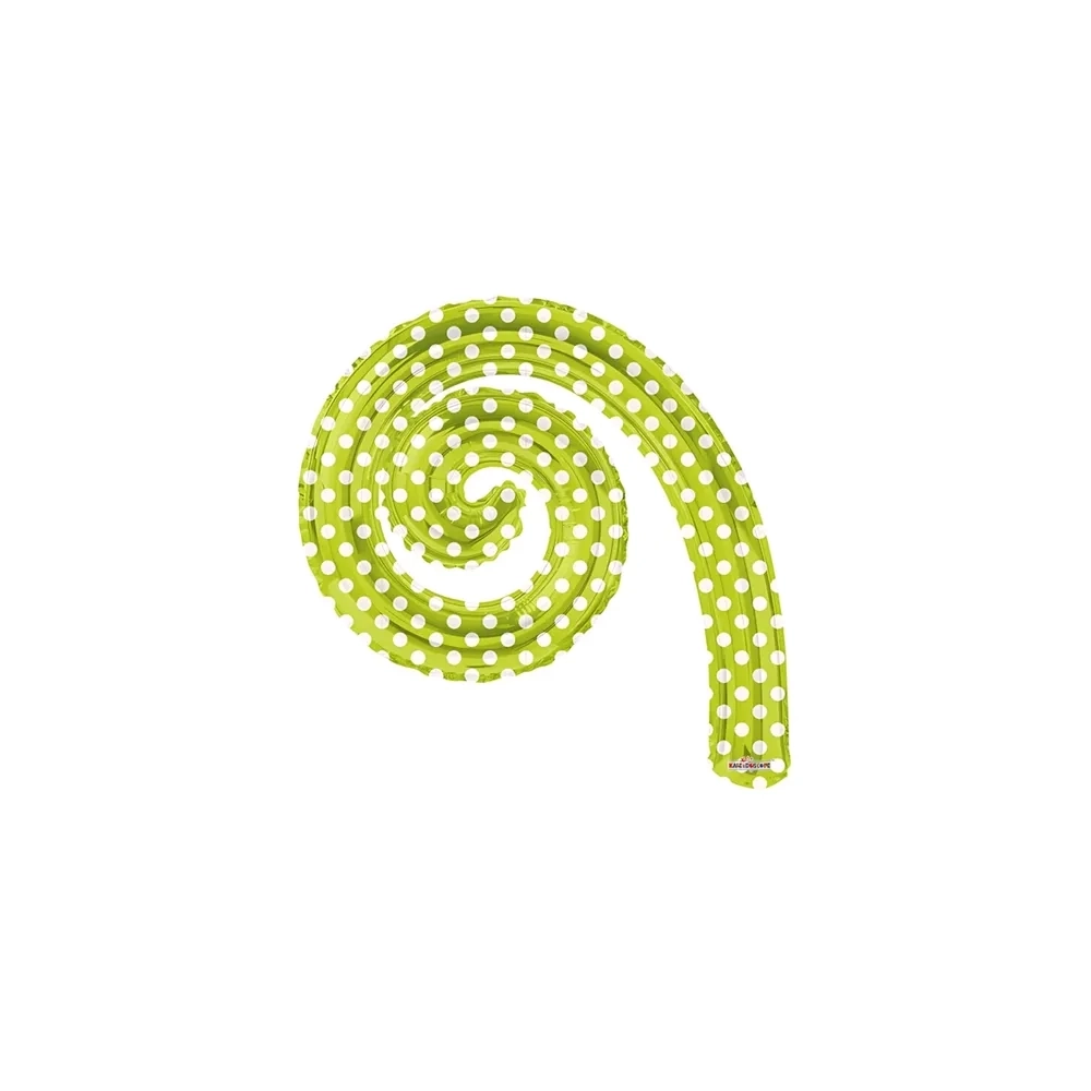 Palloncini Kurly Spiral Verde Lime Pois mini shape 14" (35cm) in mylar, 5pz.