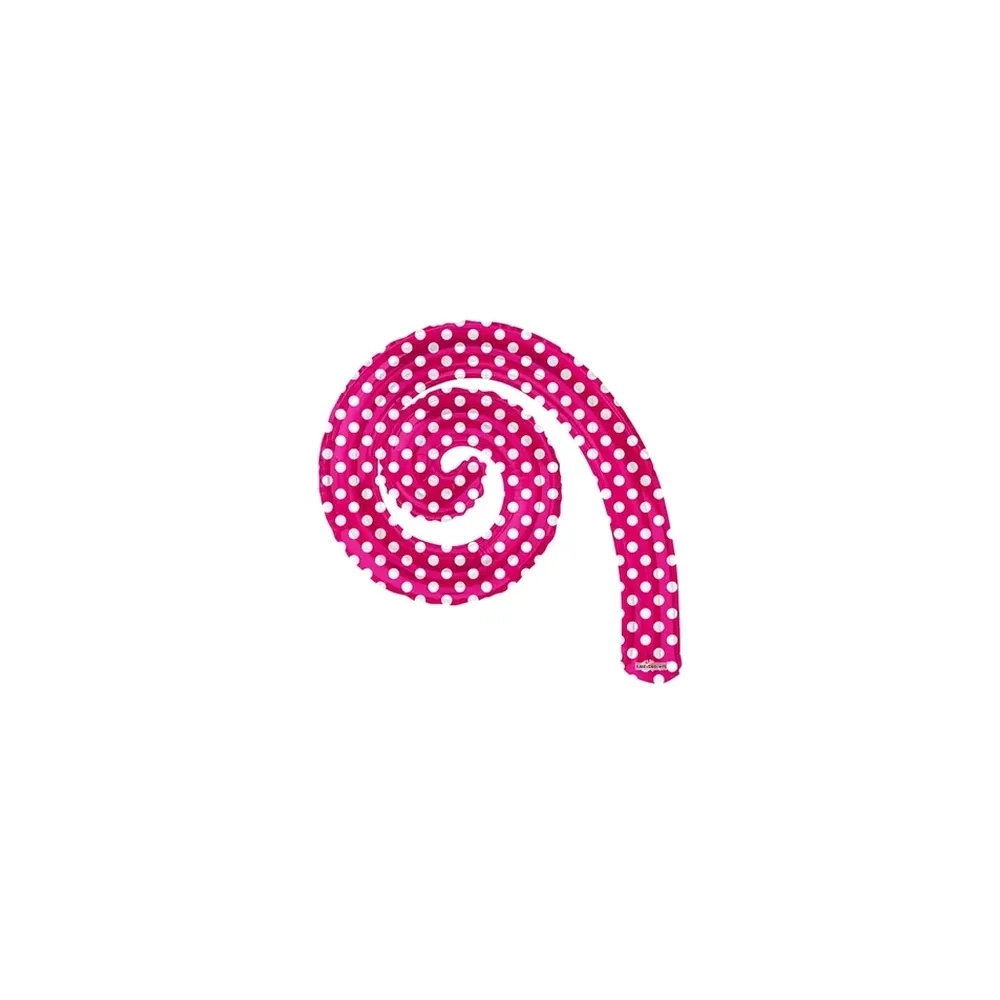 Palloncini Kurly Spiral Hot Pink Pois mini shape 9" (22cm) in mylar, 5pz.