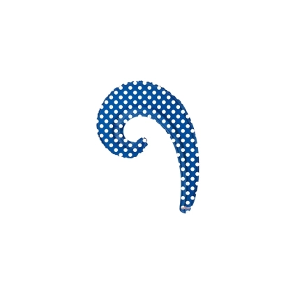 Palloncini Kurly Wave Royal Blue a Pois mini shape 14" (35cm) in mylar, 5pz.