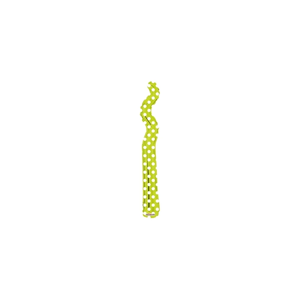 Palloncini Kurly Zig Zag Verde Lime a Pois mini shape 14" (35cm) in mylar, 5pz.