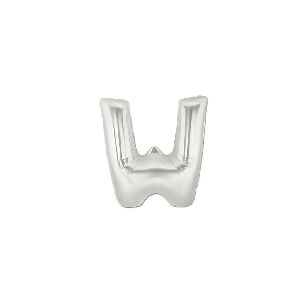 Palloncini Lettera W Argento micro shape 7" (17cm) in mylar, 5pz.