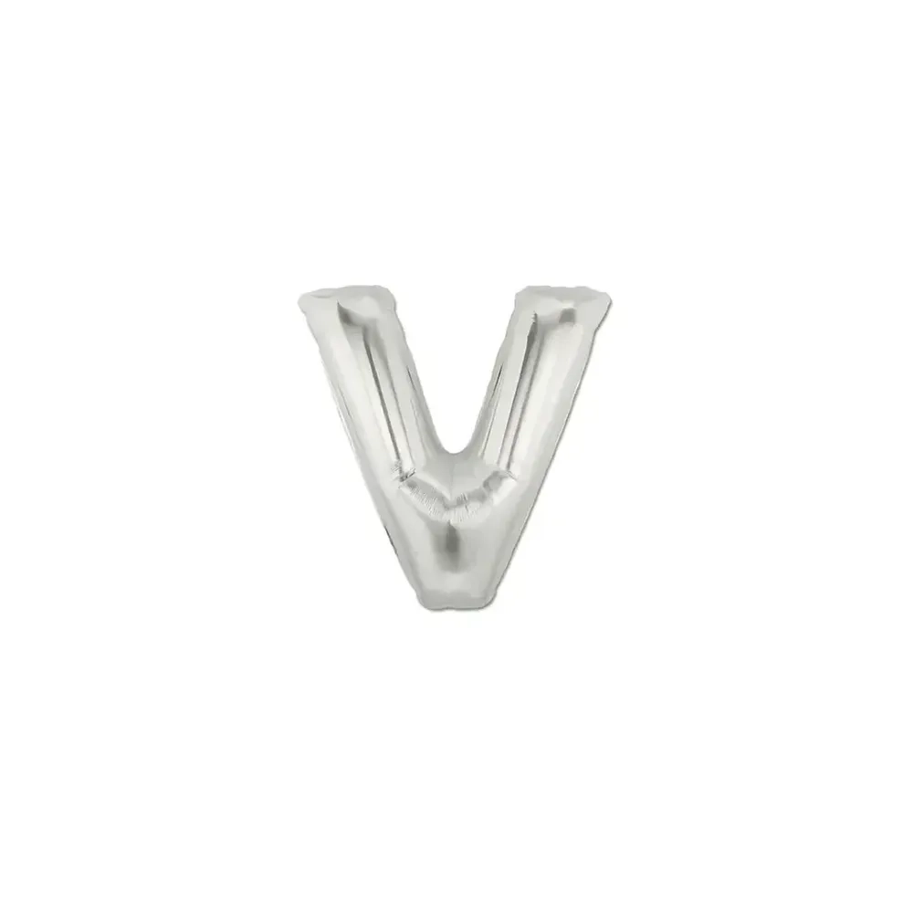 Palloncini Lettera V Argento micro shape 7" (17cm) in mylar, 5pz.