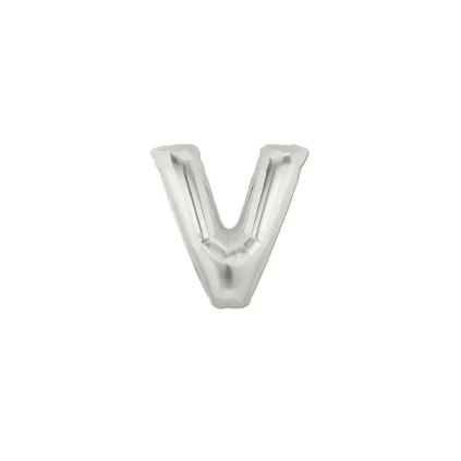 Palloncini Lettera V Argento micro shape 7" (17cm) in mylar, 5pz.