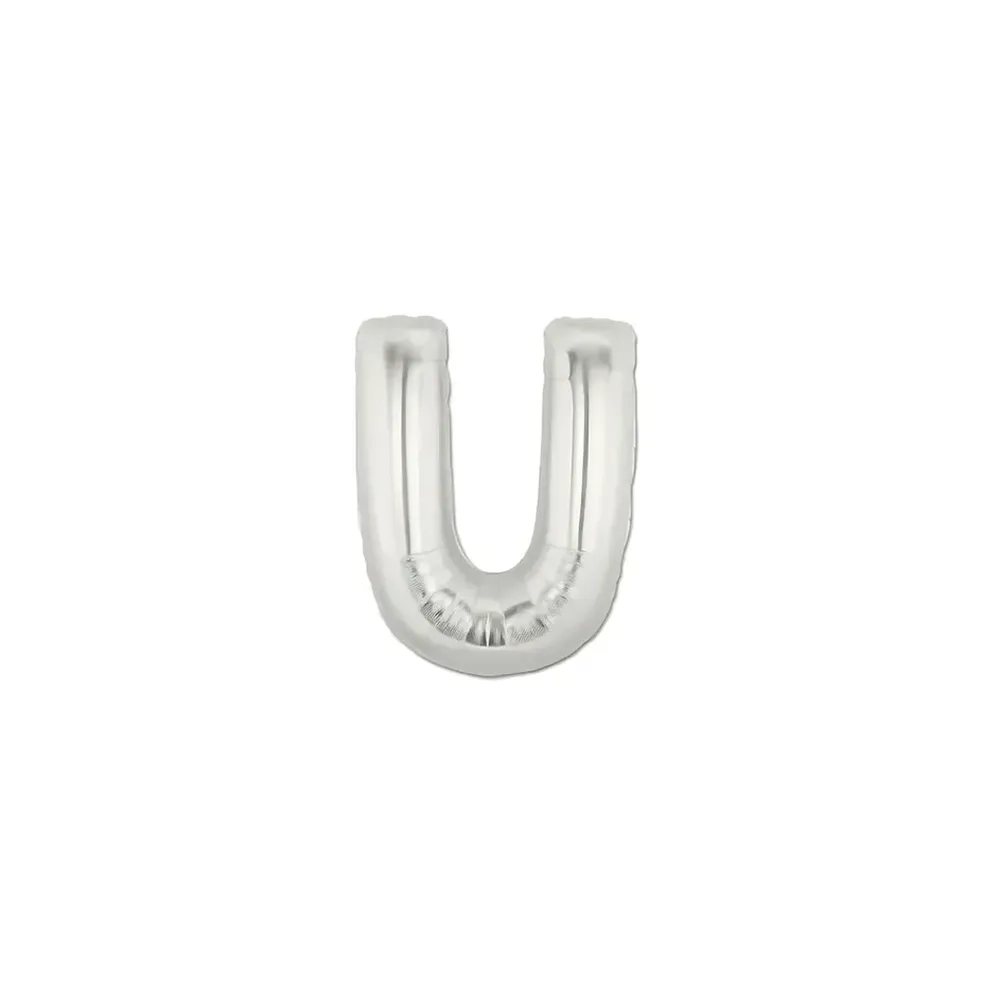 Palloncini Lettera U Argento micro shape 7" (17cm) in mylar, 5pz.