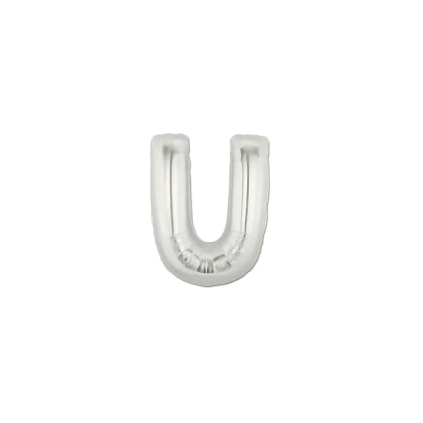 Palloncini Lettera U Argento micro shape 7" (17cm) in mylar, 5pz.
