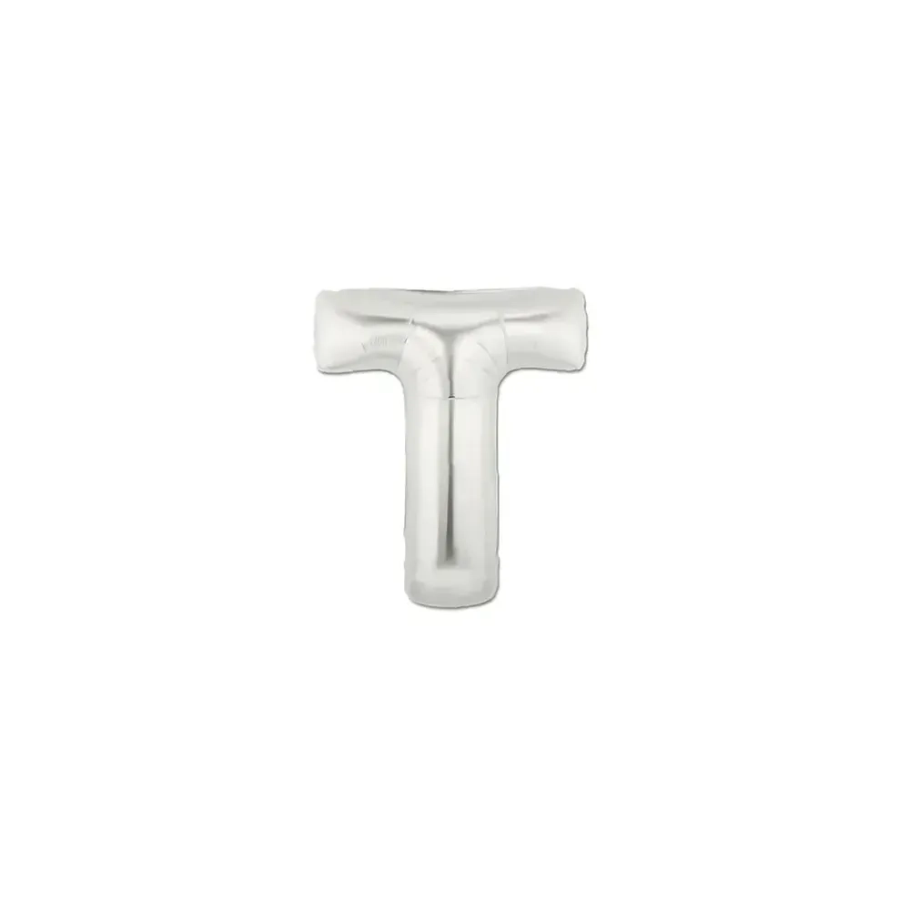 Palloncini Lettera T Argento micro shape 7" (17cm) in mylar, 5pz.