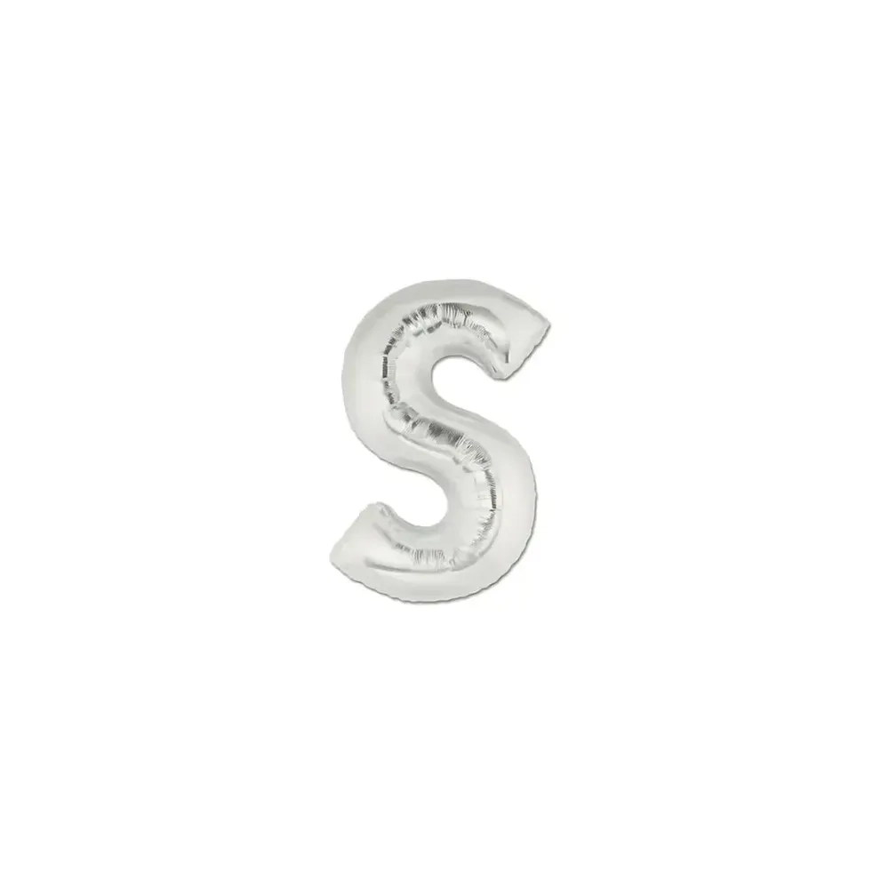 Palloncini Lettera S Argento micro shape 7" (17cm) in mylar, 5pz.