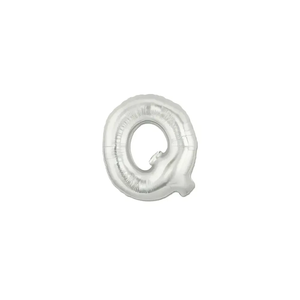 Palloncini Lettera Q Argento micro shape 7" (17cm) in mylar, 5pz.