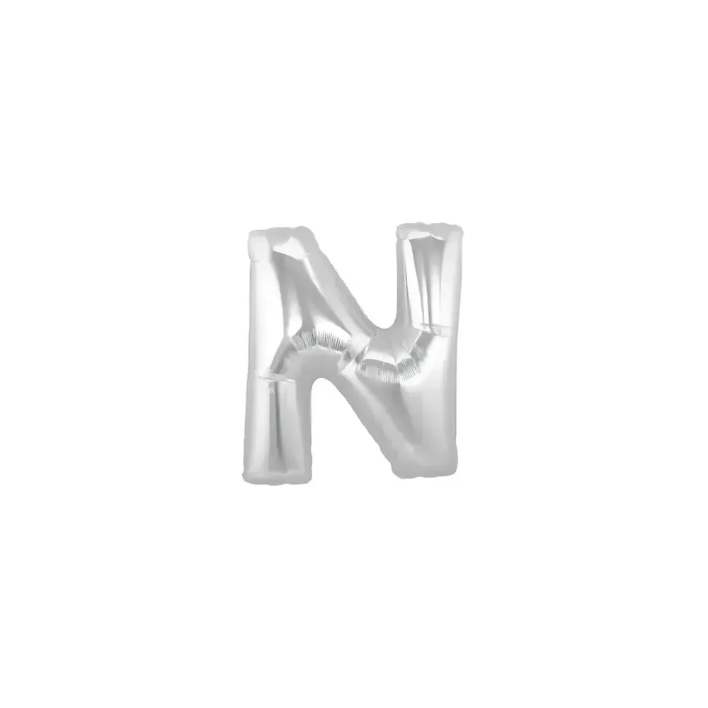 Palloncini Lettera N Argento micro shape 7" (17cm) in mylar, 5pz.