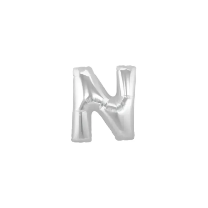 Palloncini Lettera N Argento micro shape 7" (17cm) in mylar, 5pz.