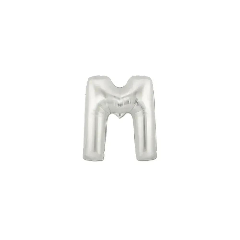 Palloncini Lettera M Argento micro shape 7" (17cm) in mylar, 5pz.