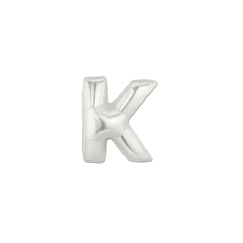 Palloncini Lettera K Argento micro shape 7" (17cm) in mylar, 5pz.