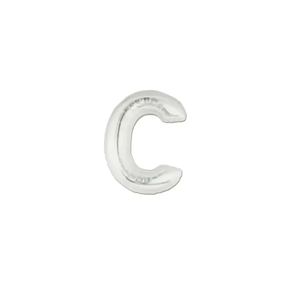 Palloncini Lettera C Argento micro shape 7" (17cm) in mylar, 5pz.