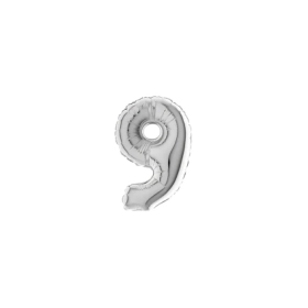 Palloncini numero 9 Argento micro shape 7" (17cm) in mylar, 5pz.
