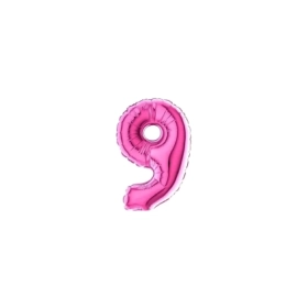 Palloncini numero 9 fucsia micro shape 7" (17cm) in mylar, 5pz.