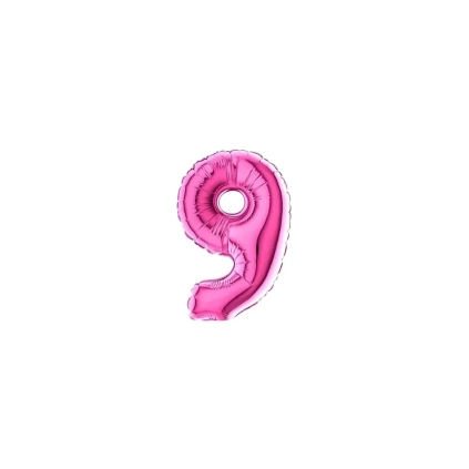 Palloncini numero 9 fucsia micro shape 7" (17cm) in mylar, 5pz.
