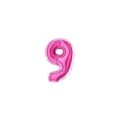 Palloncini numero 9 fucsia micro shape 7" (17cm) in mylar, 5pz.