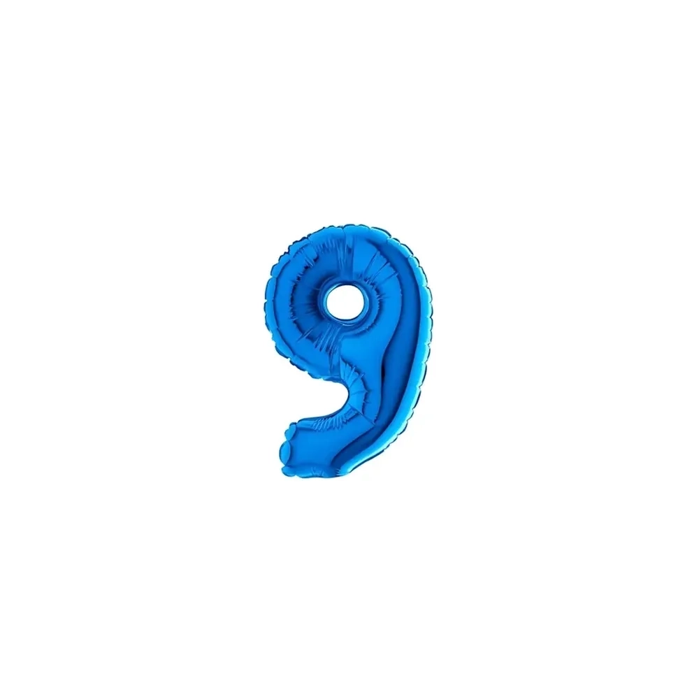 Palloncini numero 9 Blu micro shape 7" (17cm) in mylar, 5pz.