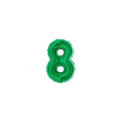 Palloncini numero 8 Verde micro shape 7" (17cm) in mylar, 5pz.