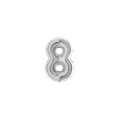 Palloncini numero 8 Argento micro shape 7" (17cm) in mylar, 5pz.