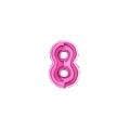 Palloncini numero 8 fucsia micro shape 7" (17cm) in mylar, 5pz.