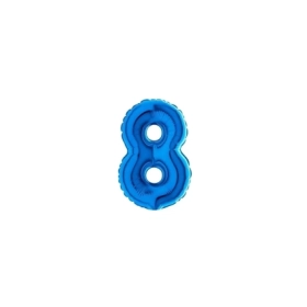 Palloncini numero 8 Blu micro shape 7" (17cm) in mylar, 5pz.