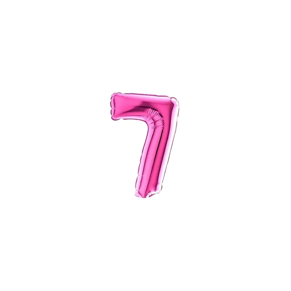 Palloncini numero 7 fucsia micro shape 7" (17cm) in mylar, 5pz.
