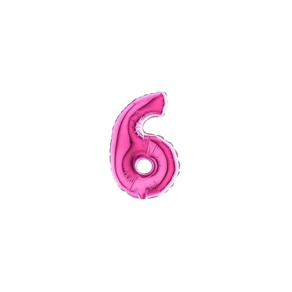 Palloncini numero 6 fucsia micro shape 7" (17cm) in mylar, 5pz.