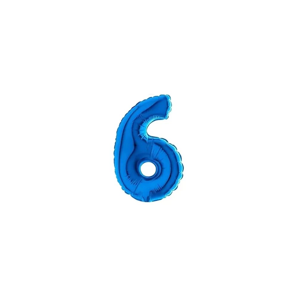 Palloncini numero 6 Blu micro shape 7" (17cm) in mylar, 5pz.