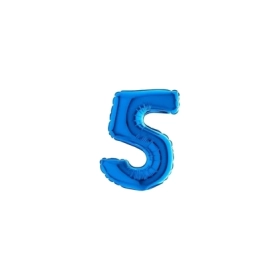 Palloncini numero 5 Blu micro shape 7" (17cm) in mylar, 5pz.