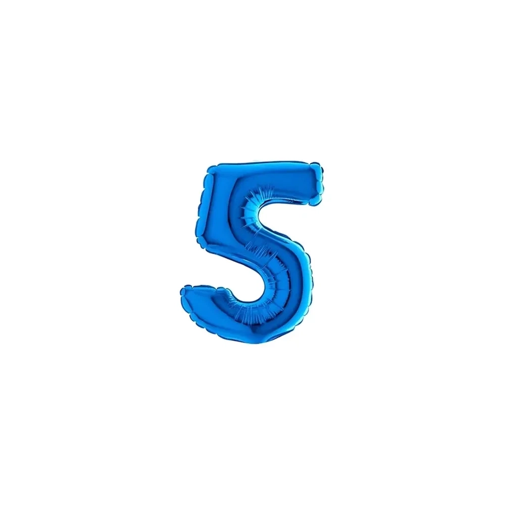 Palloncini numero 5 Blu micro shape 7" (17cm) in mylar, 5pz.