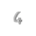 Palloncini numero 4 Argento micro shape 7" (17cm) in mylar, 5pz.
