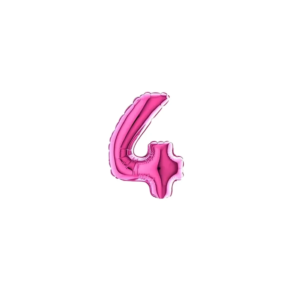 Palloncini numero 4 fucsia micro shape 7" (17cm) in mylar, 5pz.
