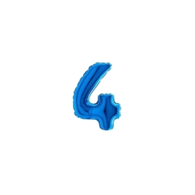 Palloncini numero 4 Blu micro shape 7" (17cm) in mylar, 5pz.