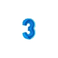 Palloncini numero 3 Blu micro shape 7" (17cm) in mylar, 5pz.