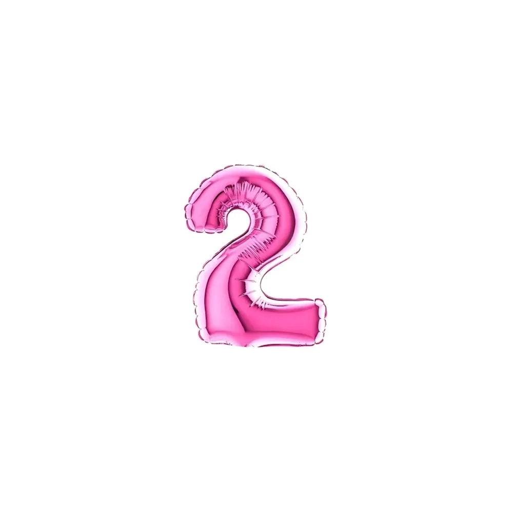 Palloncini numero 2 fucsia micro shape 7" (17cm) in mylar, 5pz.