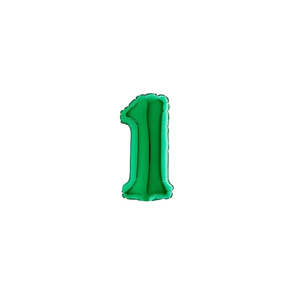 Palloncini numero 1 Verde micro shape 7" (17cm) in mylar, 5pz.