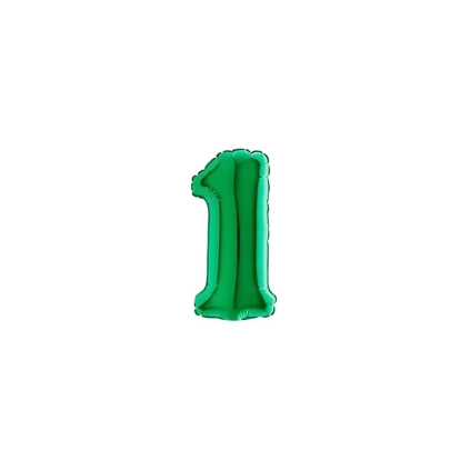 Palloncini numero 1 Verde micro shape 7" (17cm) in mylar, 5pz.