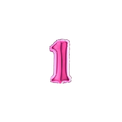 Palloncini numero 1 fucsia micro shape 7" (17cm) in mylar, 5pz.