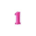 Palloncini numero 1 fucsia micro shape 7" (17cm) in mylar, 5pz.