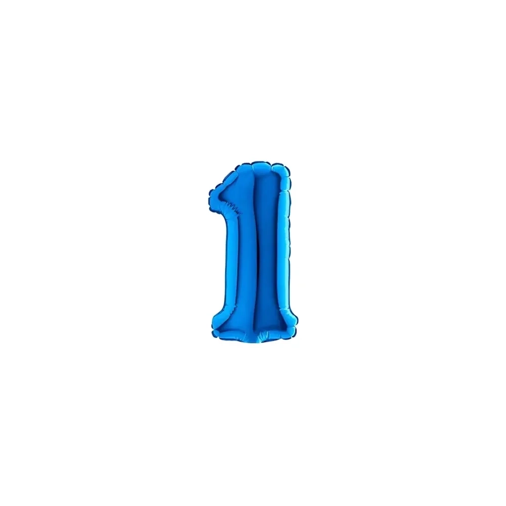 Palloncini numero 1 Blu micro shape 7" (17cm) in mylar, 5pz.