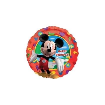 Palloncino Topolino Mickey Happy Birthday standard shape 18" (45cm), 1pz.